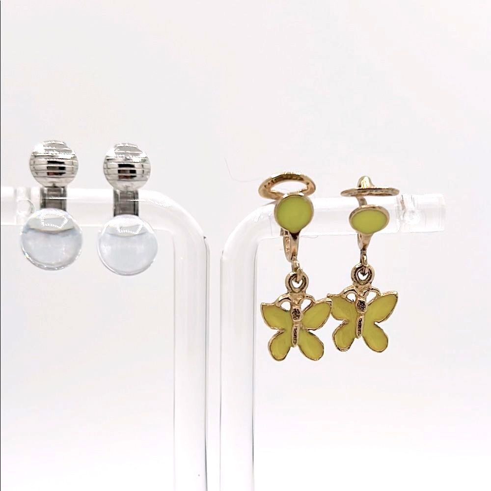 Vintage Mini Butterfly Drop Earrings and Stud Set